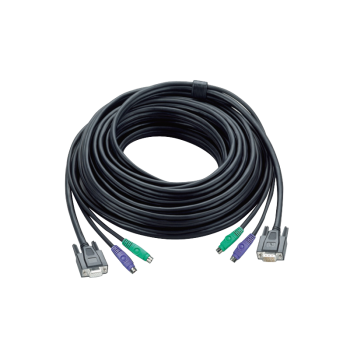 KVM High Quality Kabel 20m - VGA/PS2-Stecker auf VGA/PS2-Buchsen, schwarz