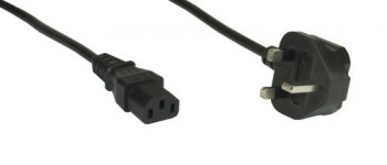 Geräteanschlußkabel 3x0,75 qmm für Großbritannien UK Stecker/Kaltgerätekupplung schwarz 2m